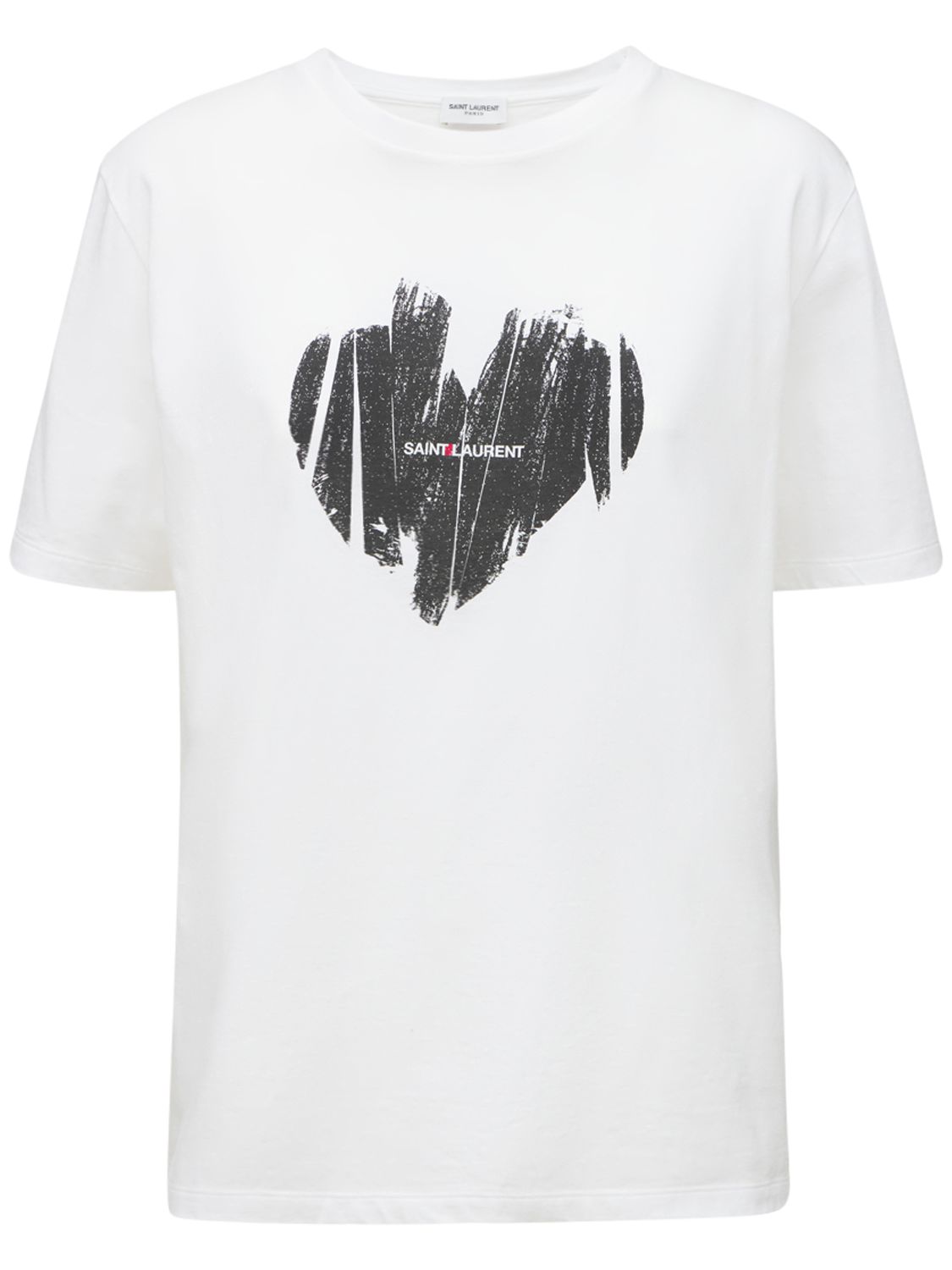 T-shirt Aus Baumwolljersey Mit Herzdruck - SAINT LAURENT - Modalova
