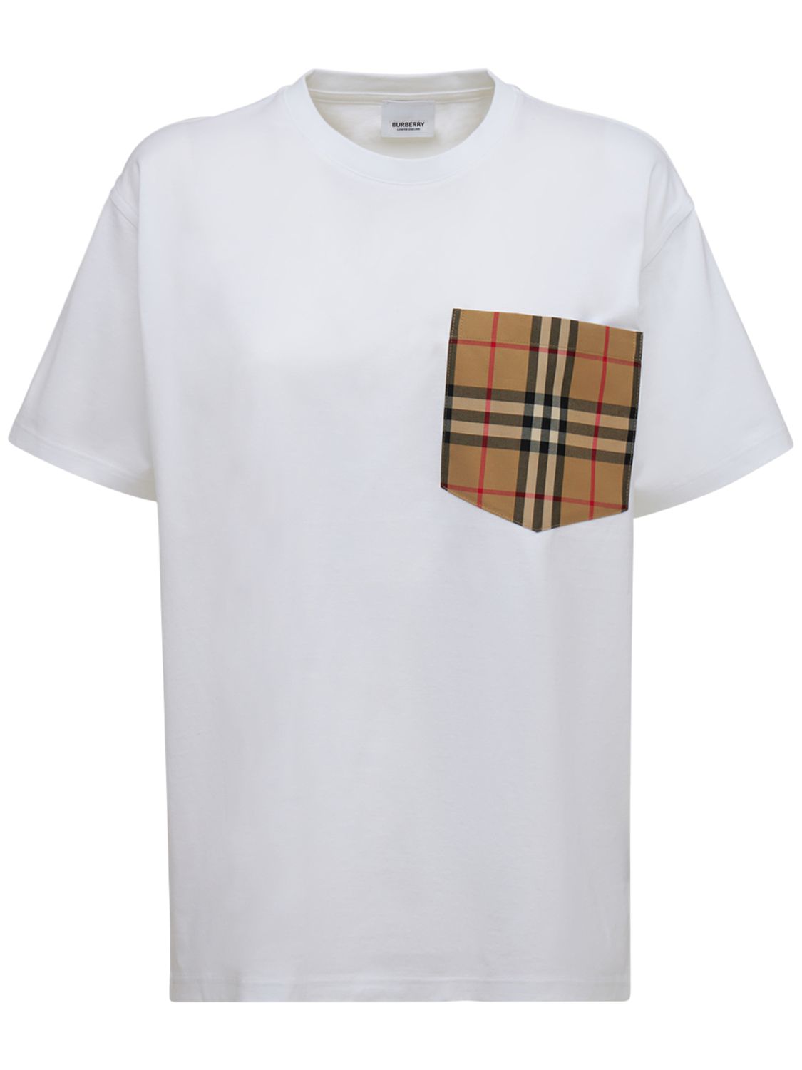 T-shirt Carri In Cotone Con Tasca Check - BURBERRY - Modalova
