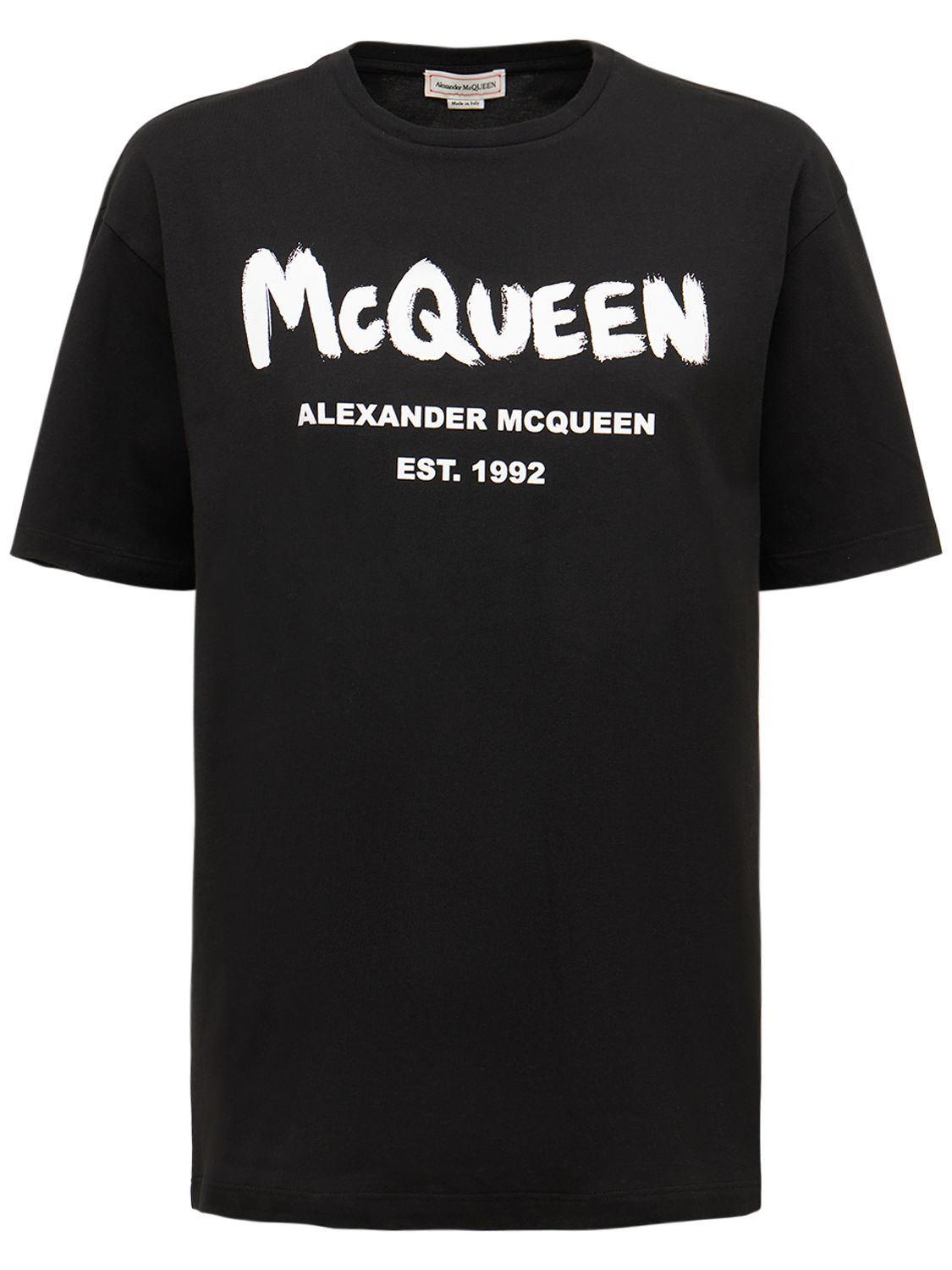 Oversize Printed Cotton T-shirt - ALEXANDER MCQUEEN - Modalova