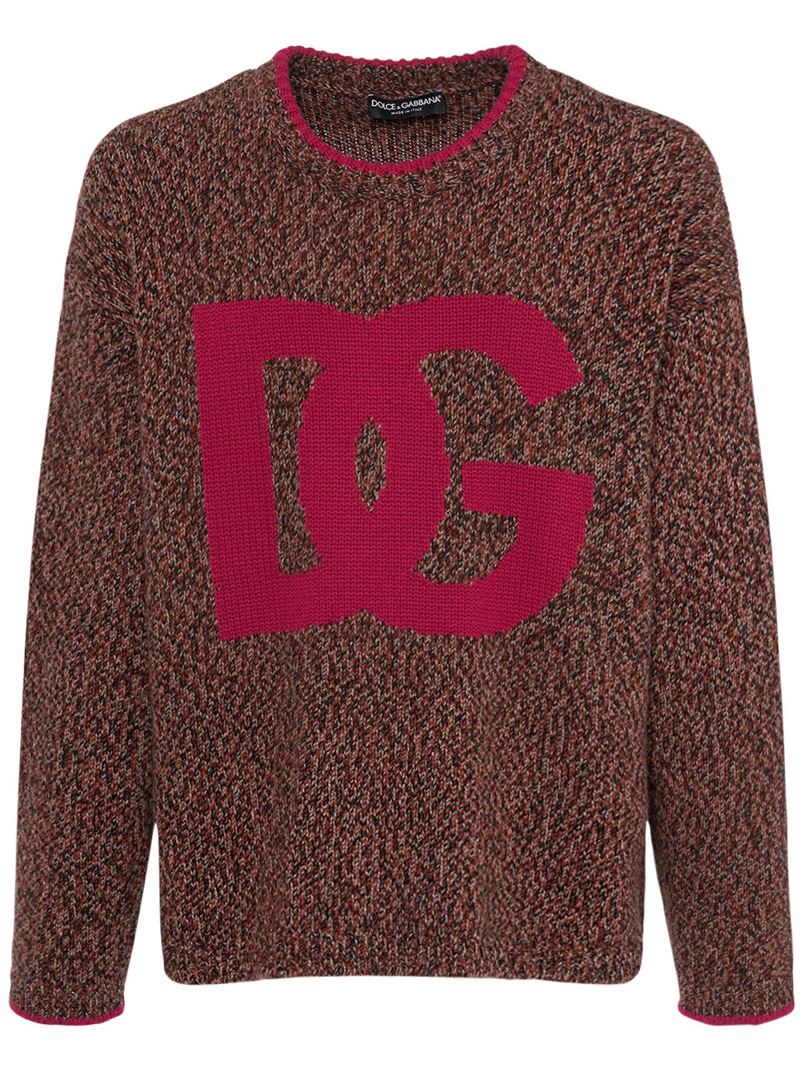 Logo Intarsia Wool Sweater - DOLCE & GABBANA - Modalova