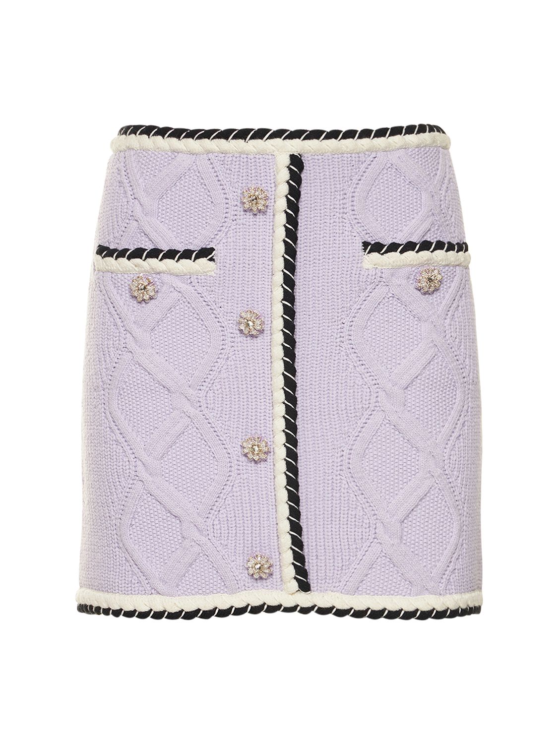 Cable Knit Cotton Blend Mini Skirt - SELF-PORTRAIT - Modalova