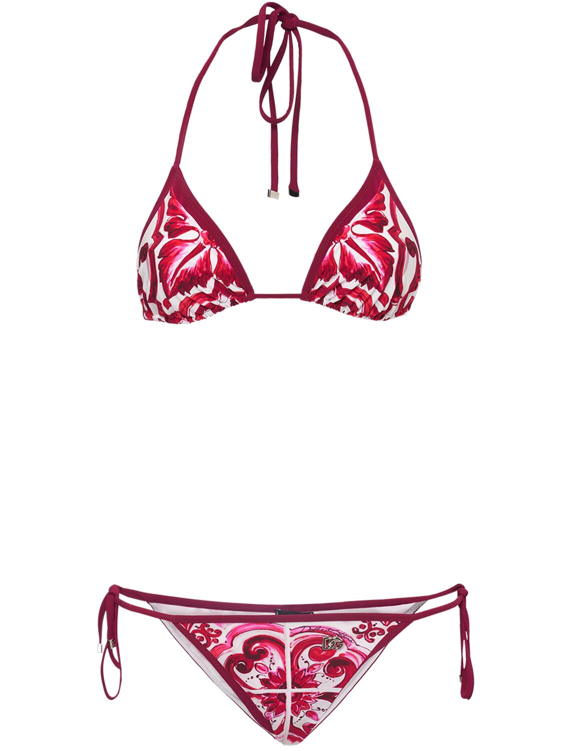 Maiolica Print Lycra Triangle Bikini Set - DOLCE & GABBANA - Modalova