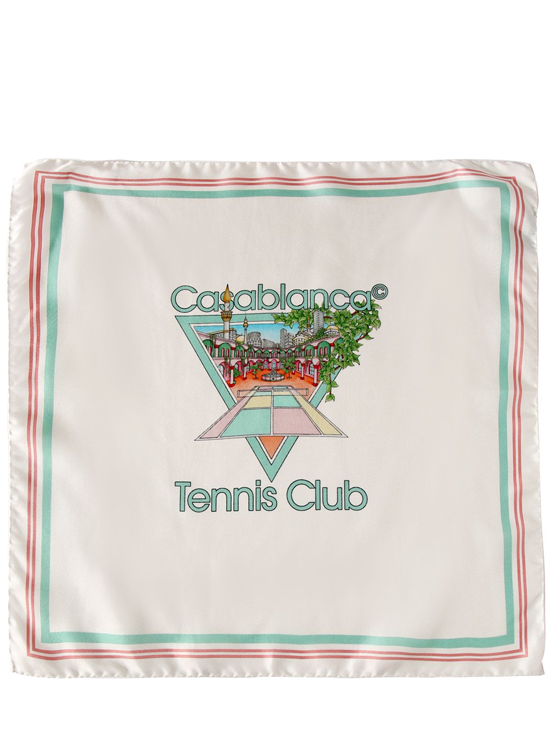 Tennis Club Medium Silk Twill Scarf - CASABLANCA - Modalova