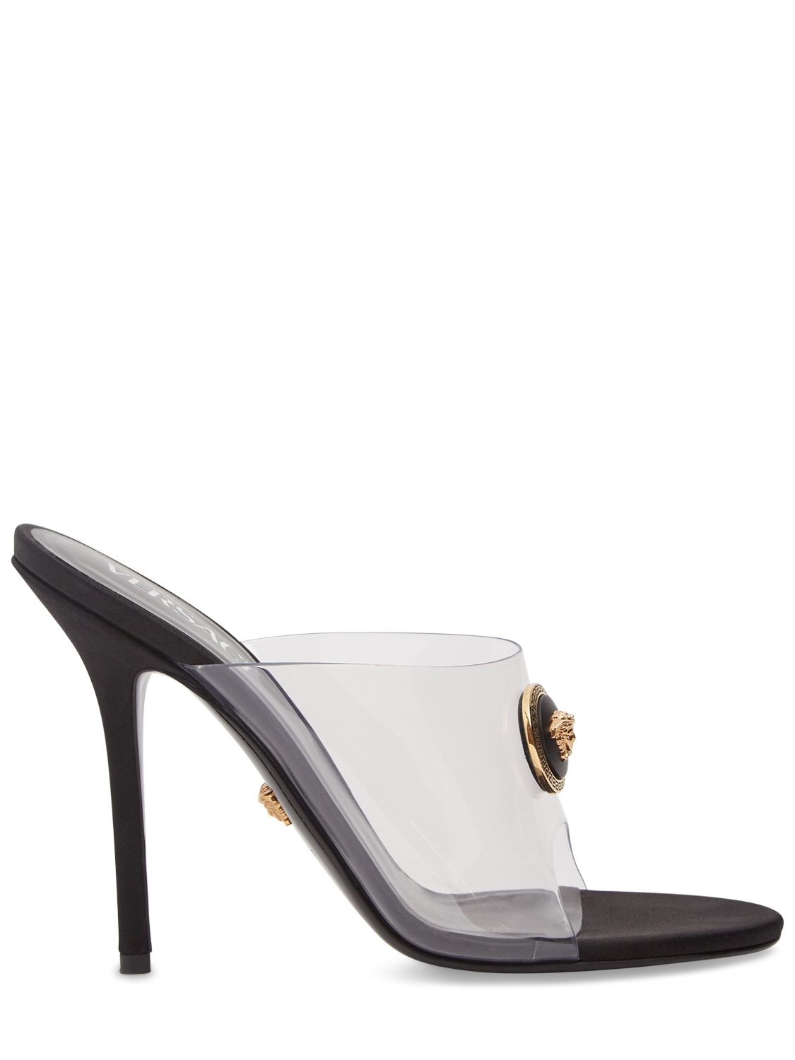 Mujer Zapatos Mules De Plexi Y Satén 110mm 35 - VERSACE - Modalova