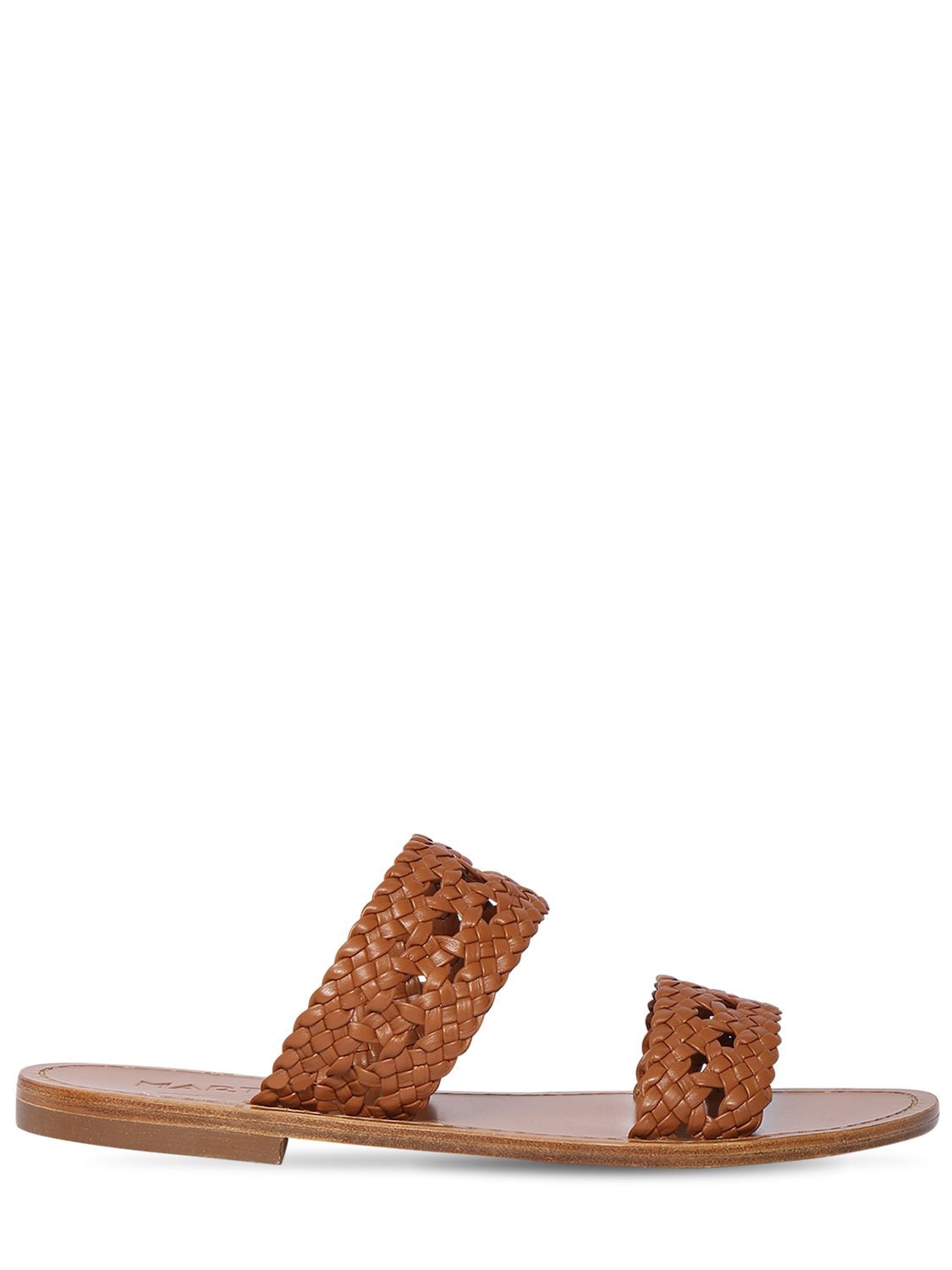 Mm Woven Leather Flat Sandals - SOULIERS MARTINEZ - Modalova