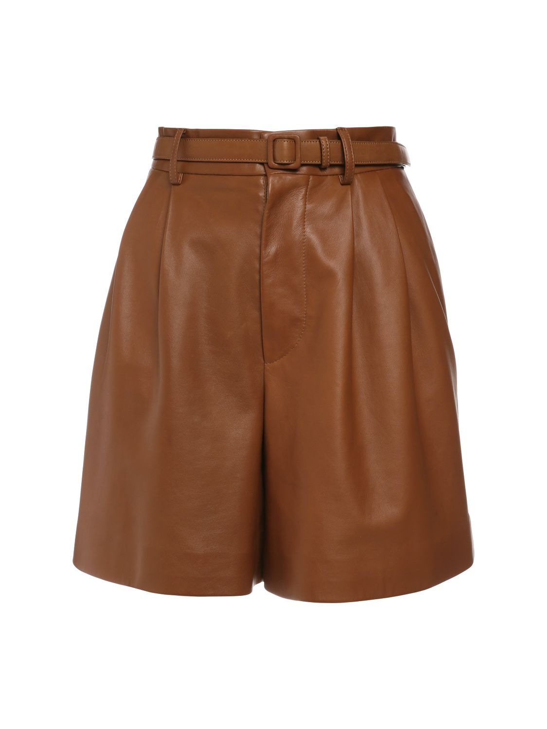 High Waist Leather Shorts - RALPH LAUREN COLLECTION - Modalova