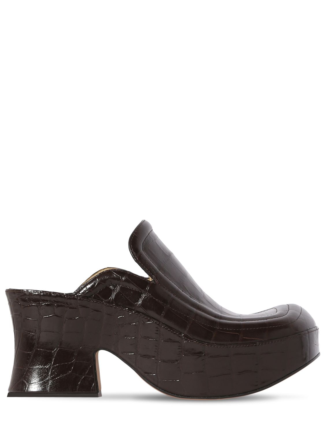 Mm Wedge Croc Embossed Leather Mules - BOTTEGA VENETA - Modalova