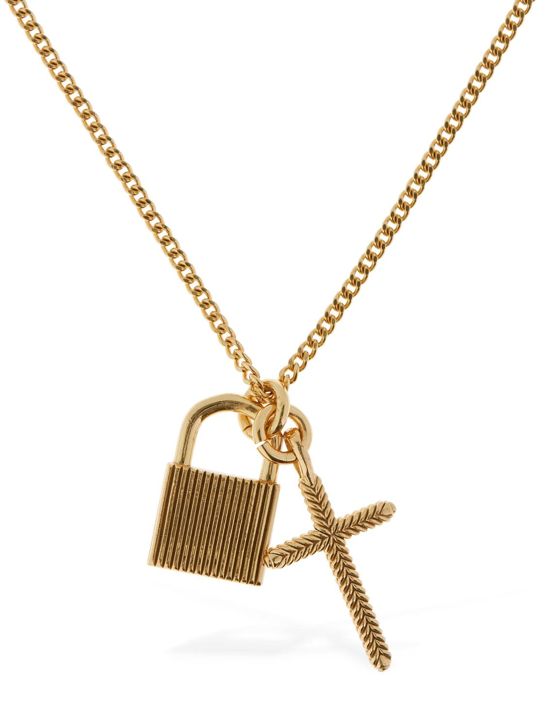 Padlock & Cross Pendant Chain Necklace - EMANUELE BICOCCHI - Modalova