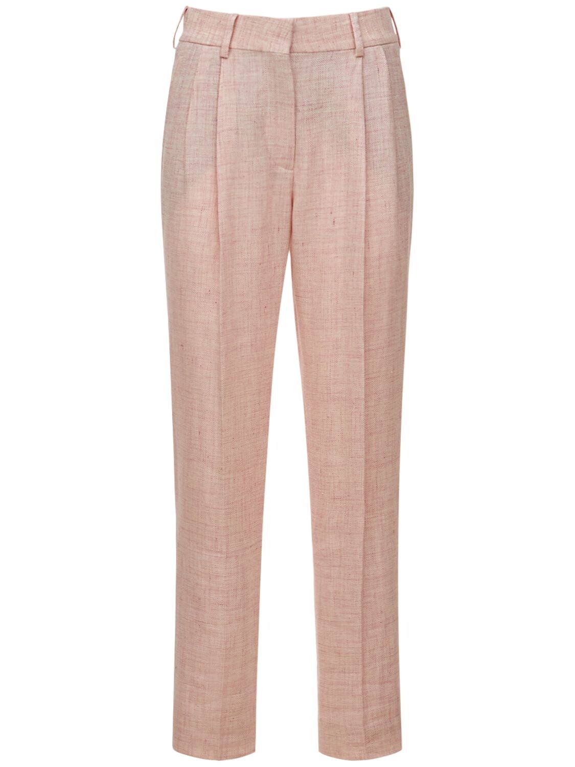 Pink Gin Banker Linen & Wool Pants - BLAZÉ MILANO - Modalova