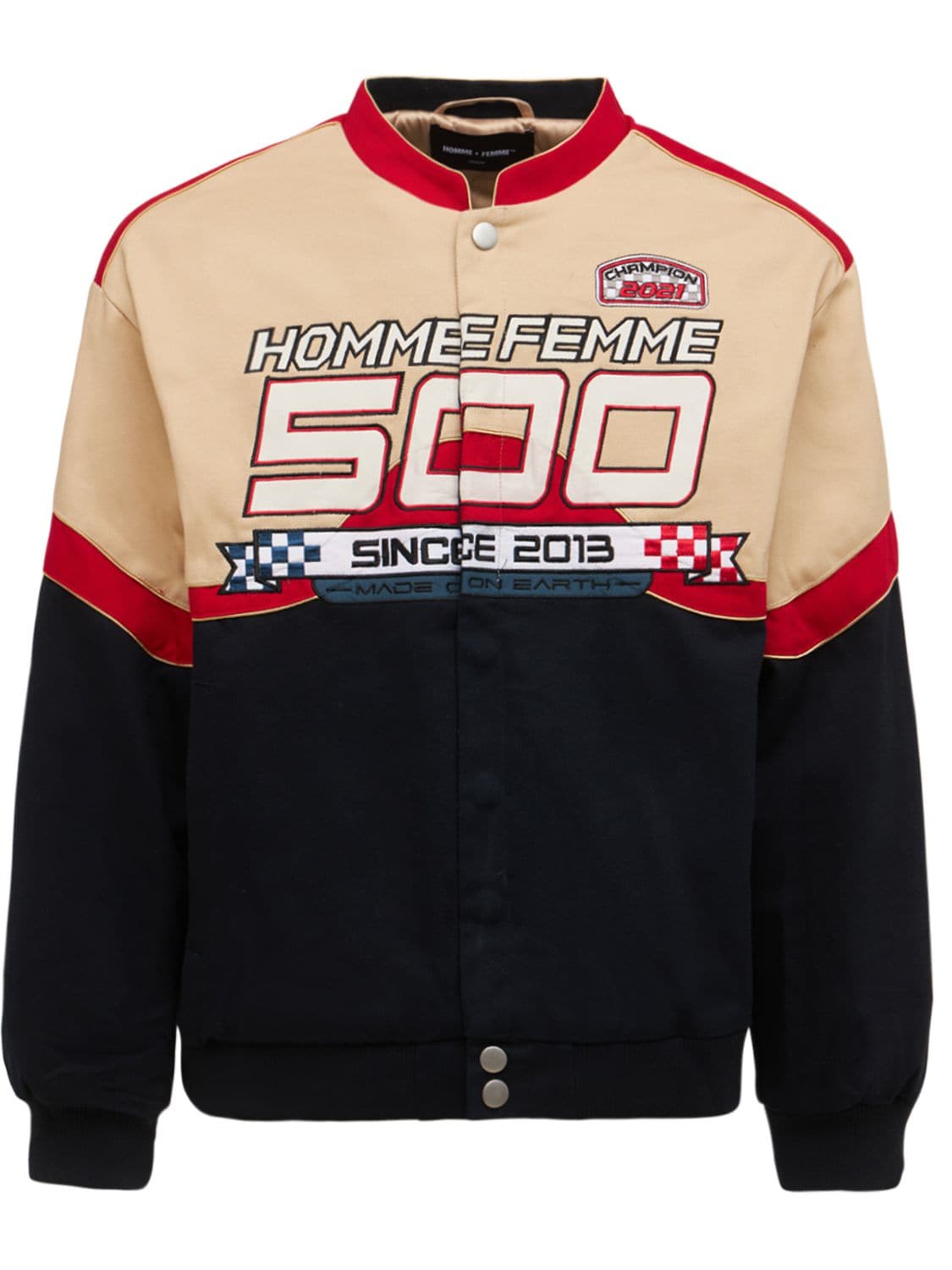 Cotton Racing Jacket - HOMME + FEMME LA - Modalova