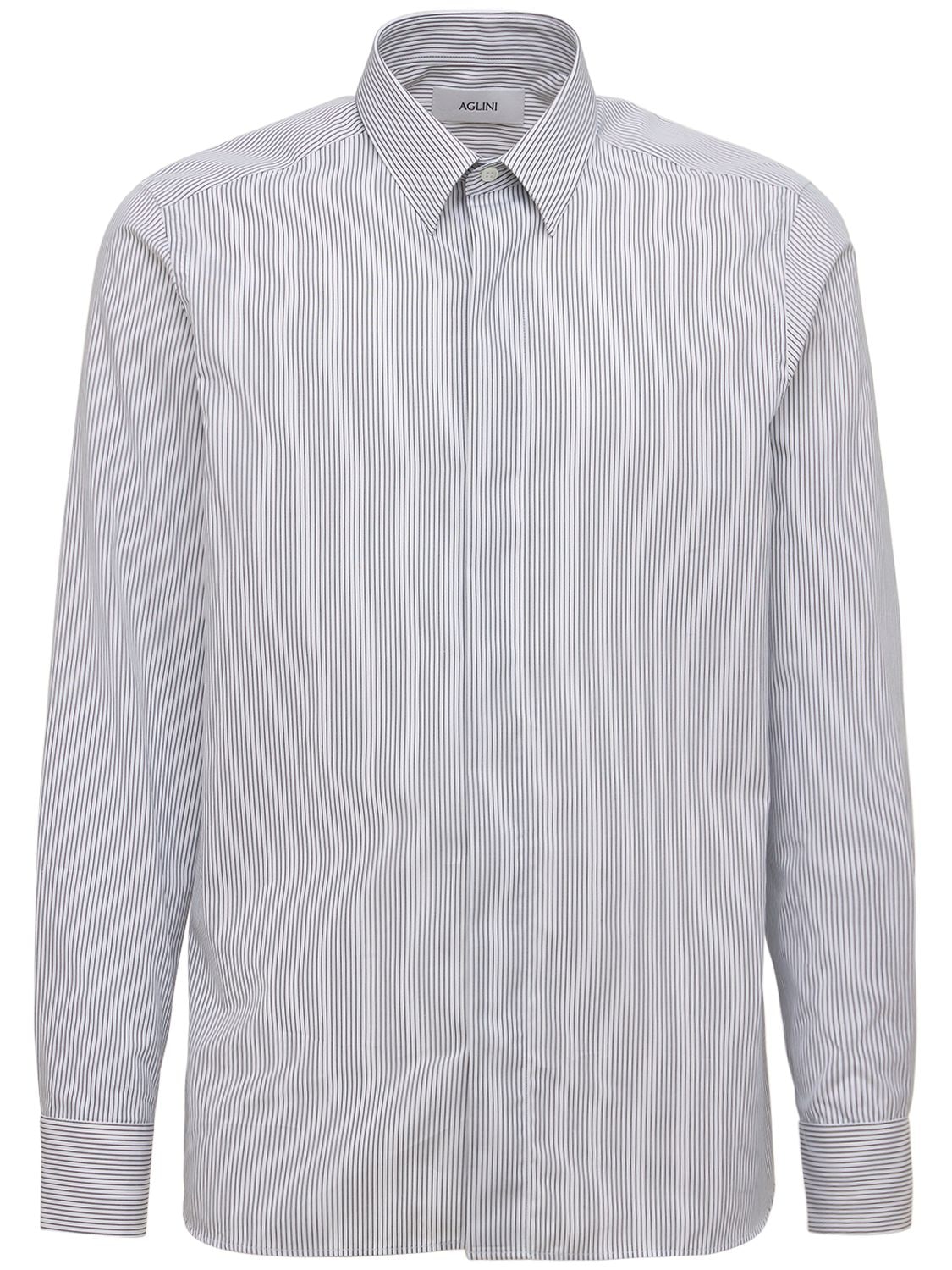 Striped Cotton Jersey Shirt - AGLINI - Modalova