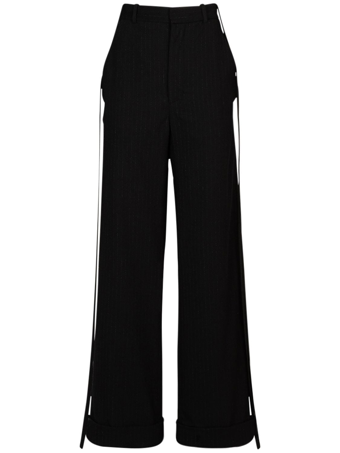 Oversized Pinstriped Brushed Wool Pants - ANN DEMEULEMEESTER - Modalova