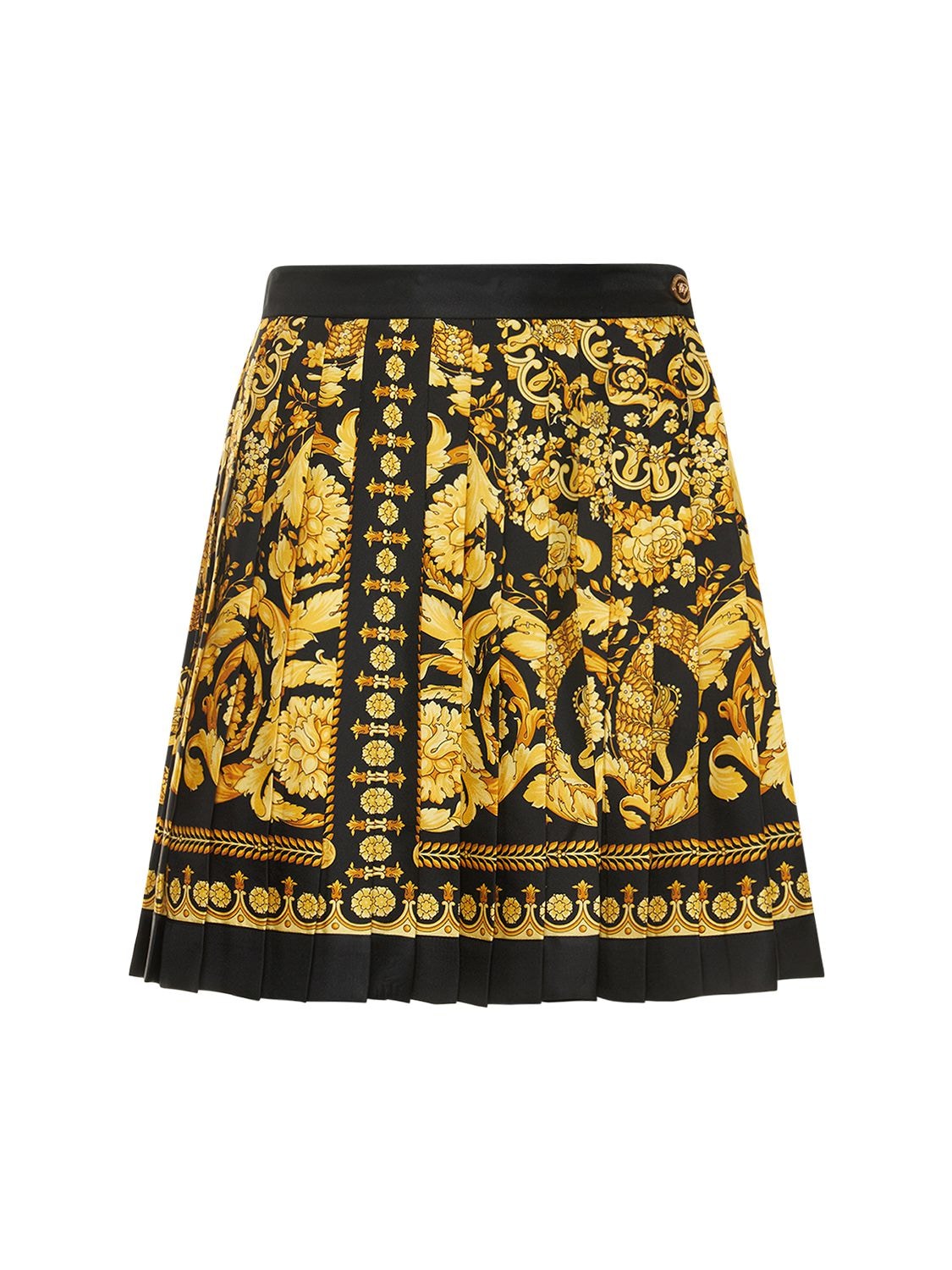Barocco Printed Pleated Silk Mini Skirt - VERSACE - Modalova