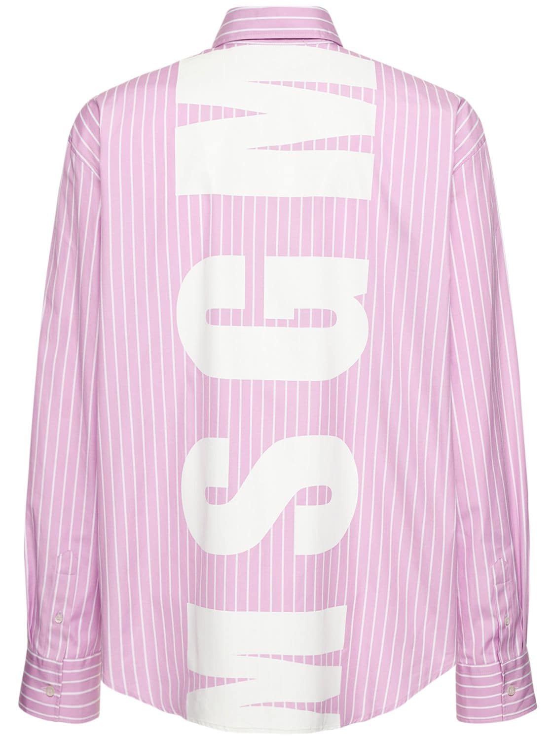 Logo Print Striped Cotton Poplin Shirt - MSGM - Modalova