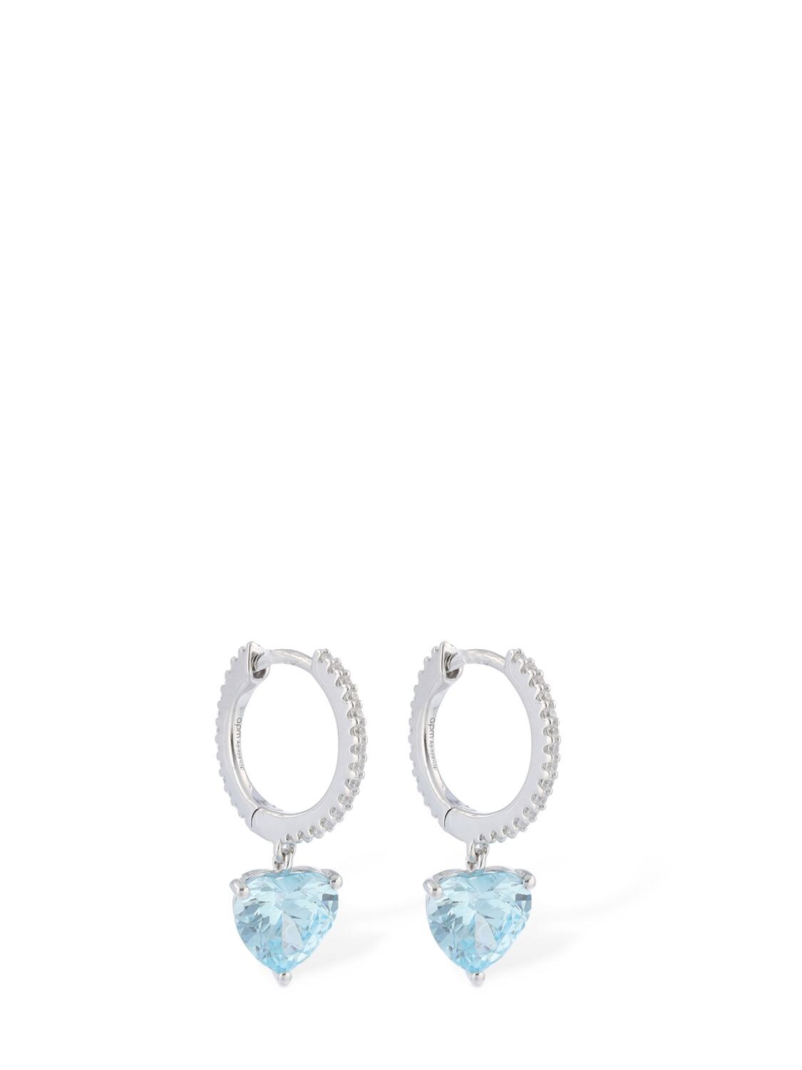 Blue Crystal Heart Huggie Earrings - APM MONACO - Modalova