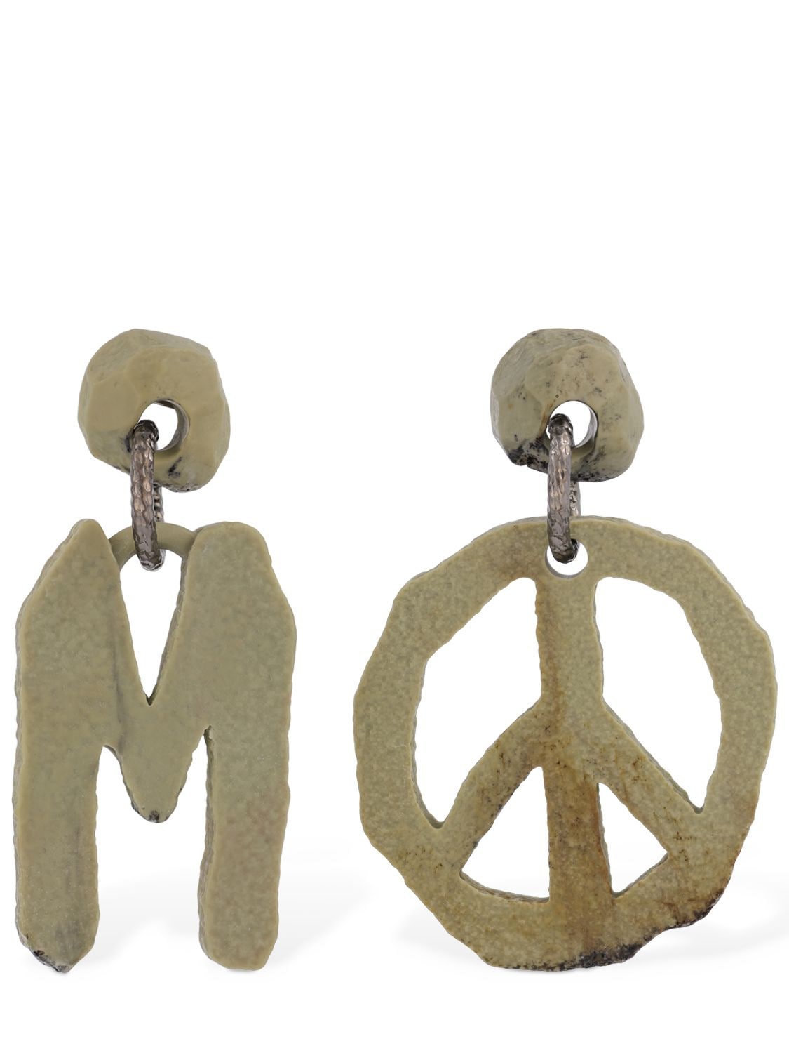 Letter "m" & Peace Earrings - MOSCHINO - Modalova