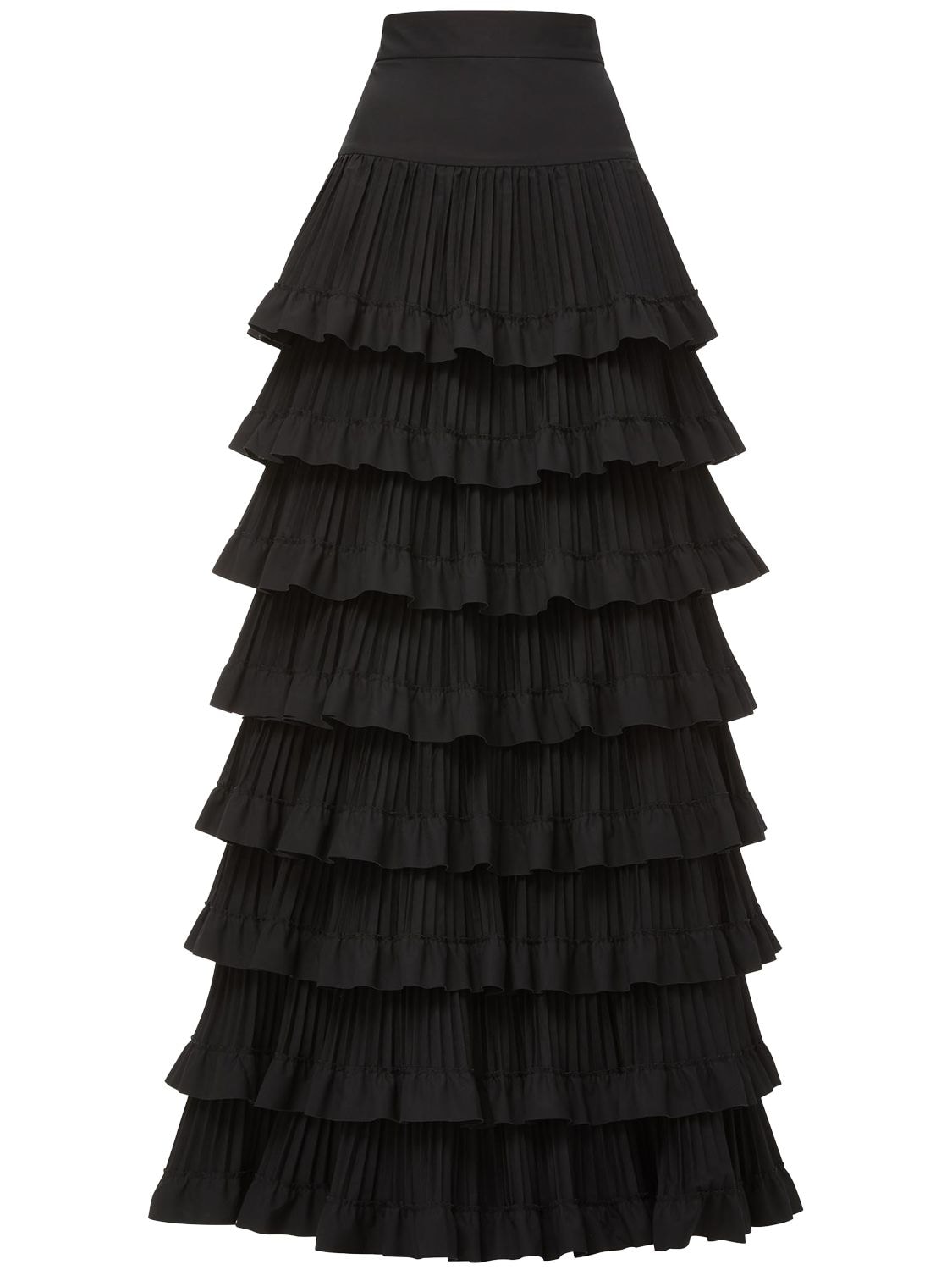Ruffled Cotton Poplin Long Skirt W/belt - BRANDON MAXWELL - Modalova