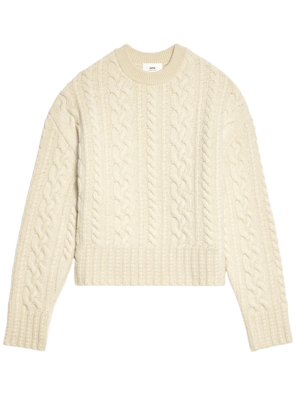 Cable Knit Wool Sweater - AMI PARIS - Modalova
