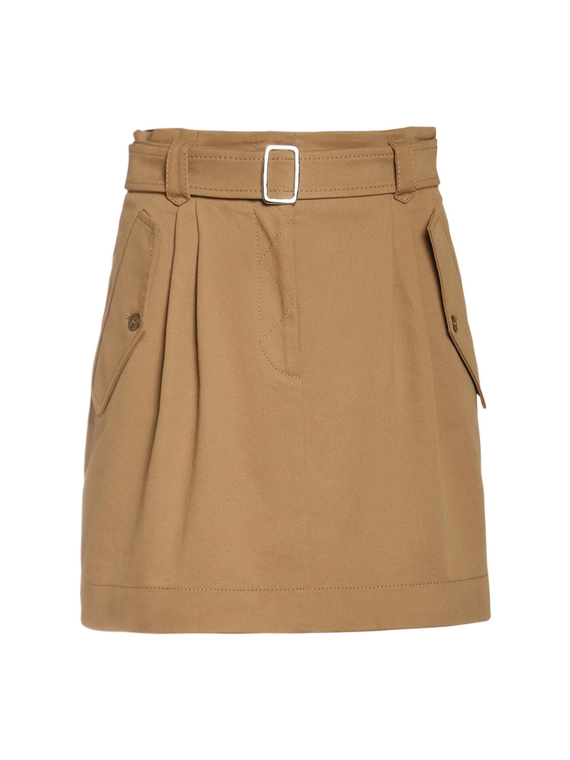 Cotton Gabardine Mini Skirt W/ Belt - ALBERTA FERRETTI - Modalova