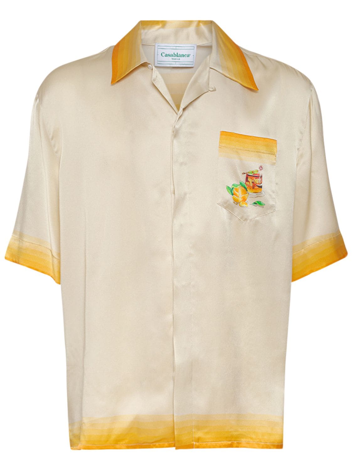 Hombre Camisa De Sarga De Seda Con Estampado S - CASABLANCA - Modalova