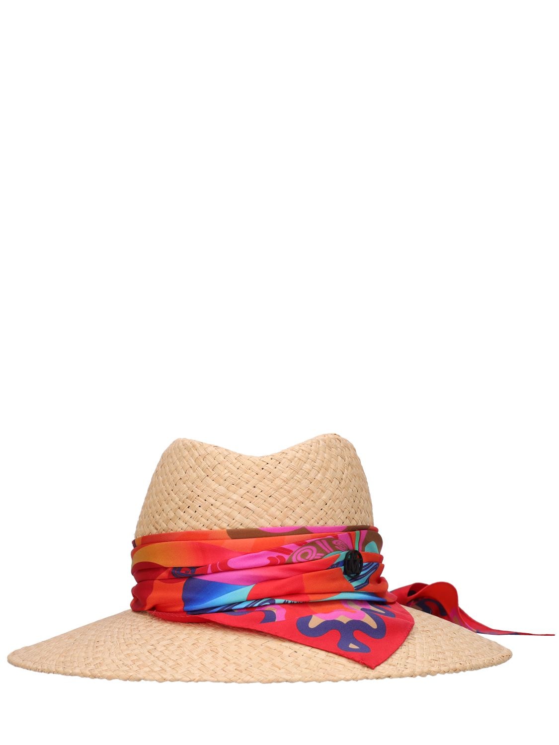 Mujer Sombrero De Rafia Con Pañuelo De Seda S - MAISON MICHEL - Modalova