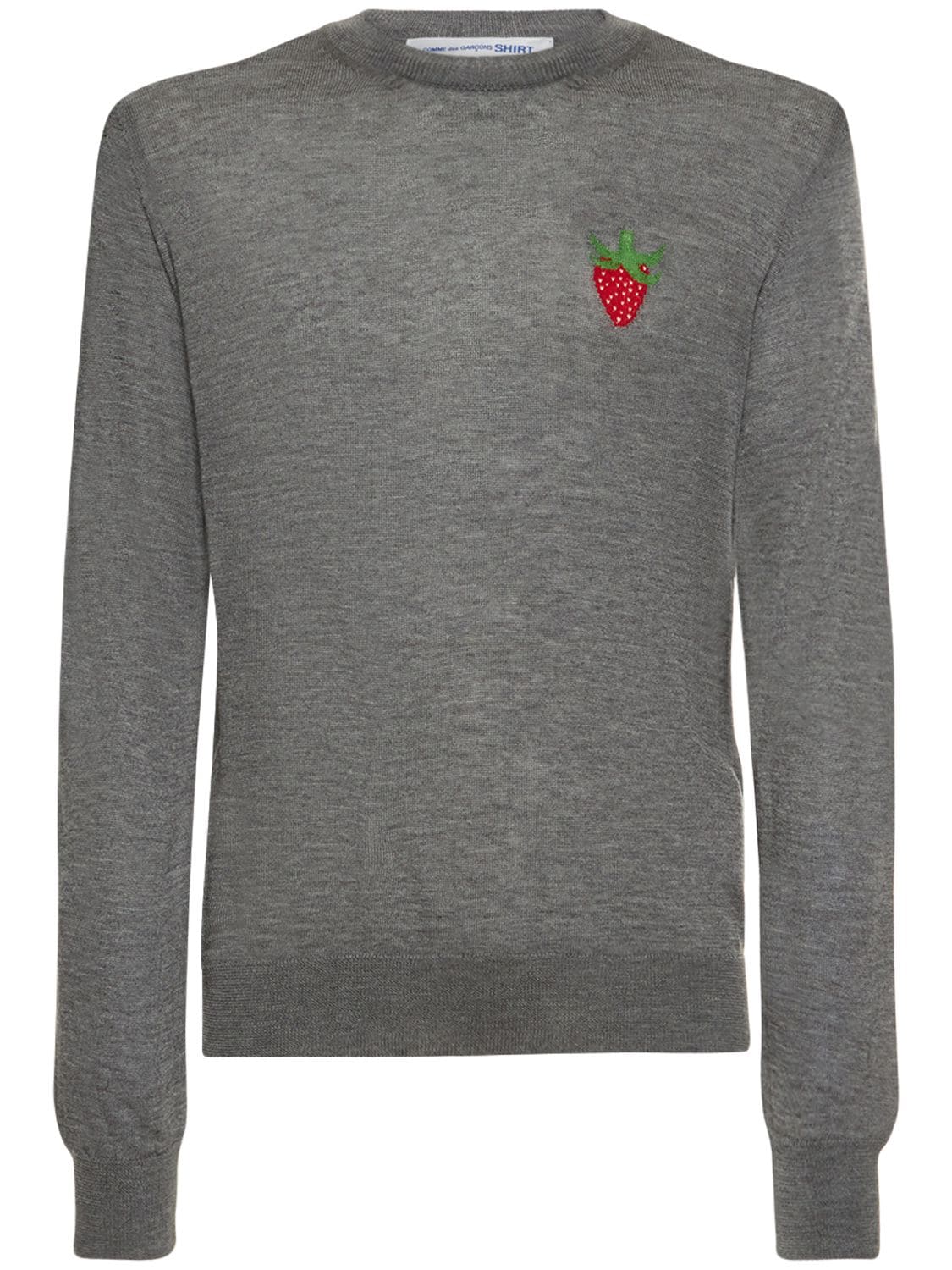 Strawberry Wool Knit Crewneck Sweater - COMME DES GARÇONS SHIRT - Modalova