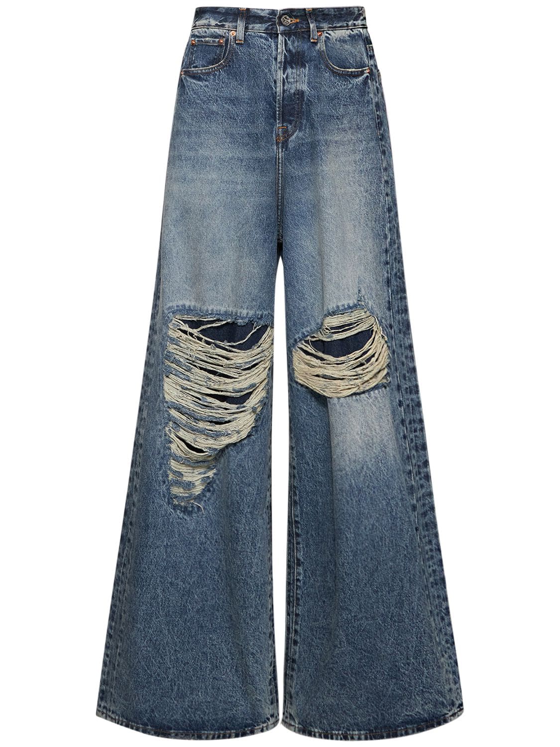 Jeans Baggy Fit In Denim Di Cotone Destroyed - VETEMENTS - Modalova
