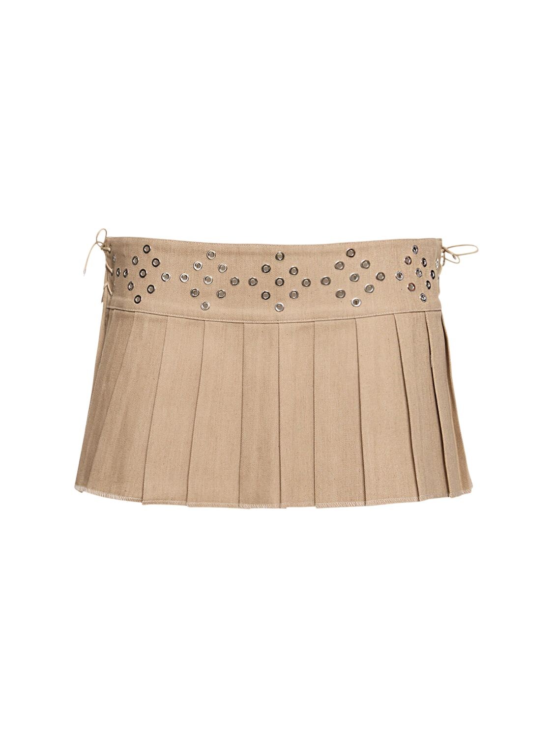 Pleated Studded Denim Mini Skirt - LUDOVIC DE SAINT SERNIN - Modalova