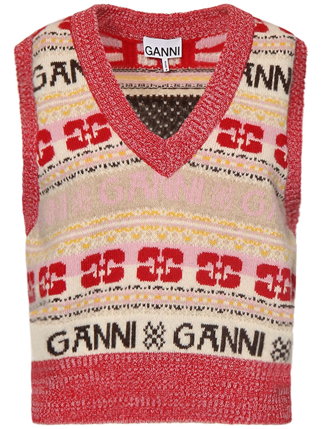 Logo Wool Blend Vest - GANNI - Modalova