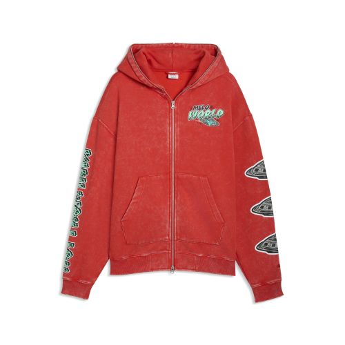 Felpa con cappuccio e zip Melo World da uomo, Accessori, Rosso, S - PUMA - Modalova