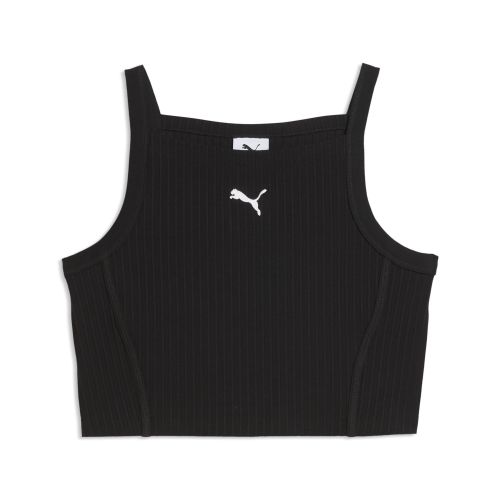 Essentials Ribbed Tight Crop Top Women in | Size Large - PUMA - Modalova