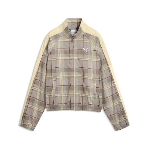 T7 Relaxed Tartan Jacket Women in Beige | Size Large - PUMA - Modalova