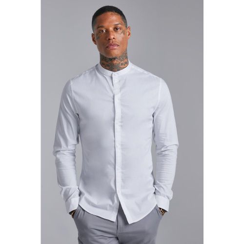Camisa Reciclada Ajustada De Manga Larga Con Cuello Mao - boohoo - Modalova