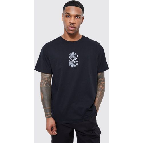 Slim Fit Pour Homme Globe Graphic T-Shirt - boohoo - Modalova