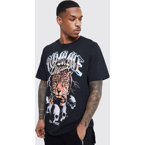 Homme Official Tiger Graphic T-Shirt - boohoo - Modalova