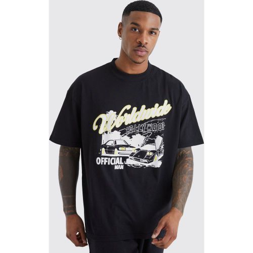 T-shirt oversize Worldwide Car con girocollo esteso - boohoo - Modalova