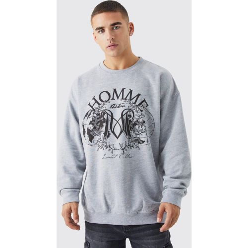 Felpa oversize con grafica Homme - boohoo - Modalova