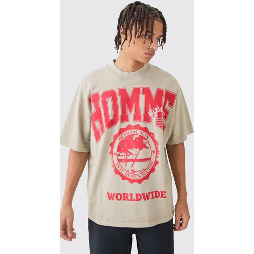 Camiseta Oversize Gruesa Con Estampado Gráfico Homme - boohoo - Modalova