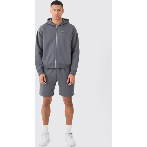 Chándal Oversize Recto Con Firma Man Y Pantalón Corto Con Cremallera - boohoo - Modalova