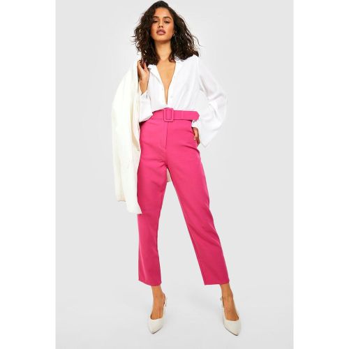 Pantalón Ajustado De Pernera Recta Con Cinturón Ancho Con Hebilla - boohoo - Modalova