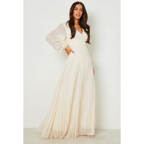Vestido Maxi Plisado Cruzado Escotado - boohoo - Modalova