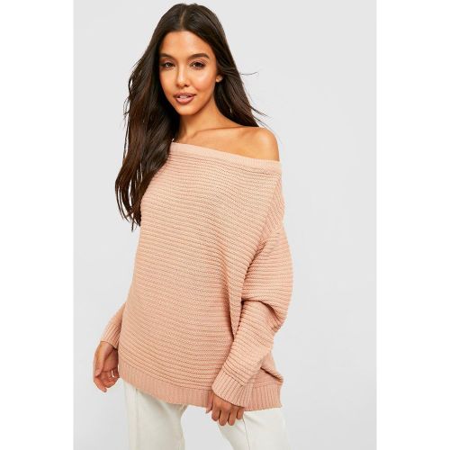 Pullover a punto ripple con scollo bardot - boohoo - Modalova