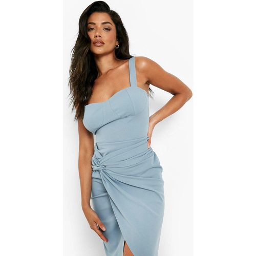 Vestido Midi Con Copas Y Nudo, Azul - boohoo - Modalova