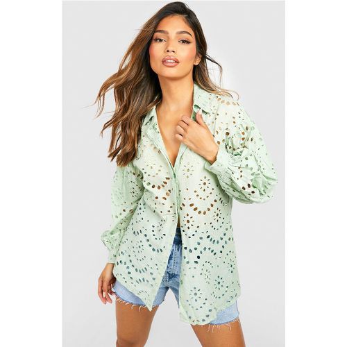 Camisa Oversize De Bordado Inglés - boohoo - Modalova