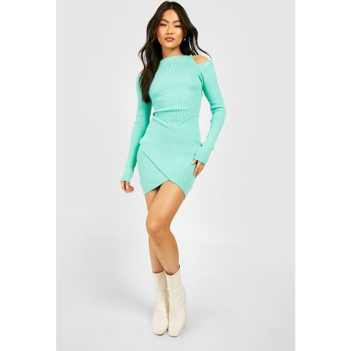 Vestido Midaxi De Punto Y Canalé Premium Con Abertura - boohoo - Modalova