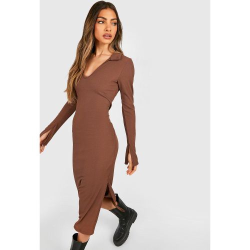 Vestido Midi De Canalé Con Cuello De Polo - boohoo - Modalova