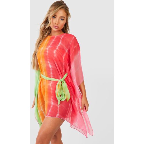 Tunica da mare in fantasia tie dye con cintura - boohoo - Modalova