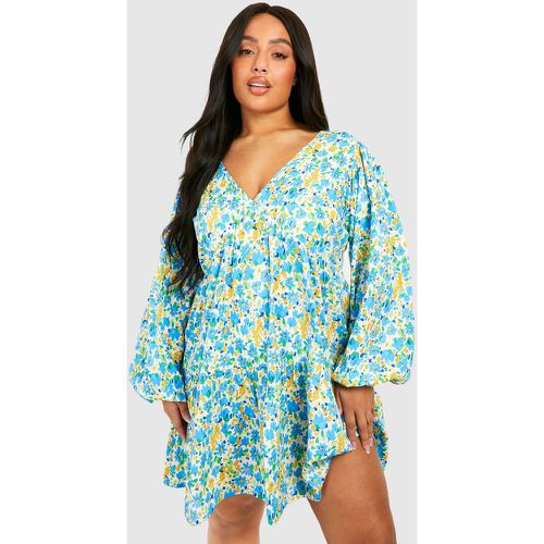 Vestido Plus Holgado Escalonado Con Estampado De Flores - boohoo - Modalova