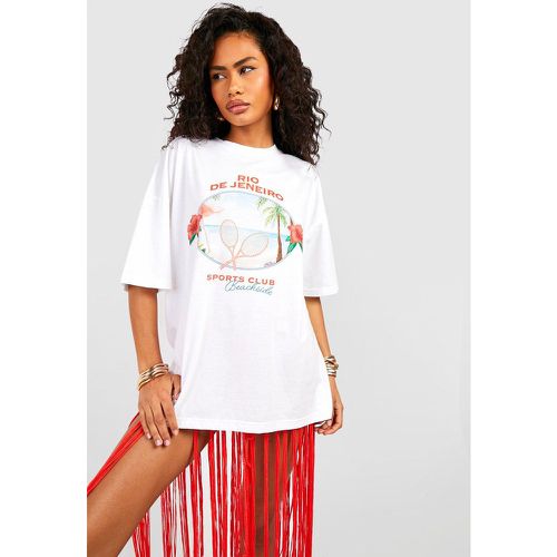 T-shirt oversize con stampa Rio De Jeneiro sul petto - boohoo - Modalova