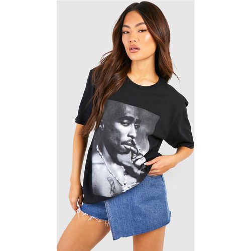 Tupac License Band T-Shirt, Negro - boohoo - Modalova